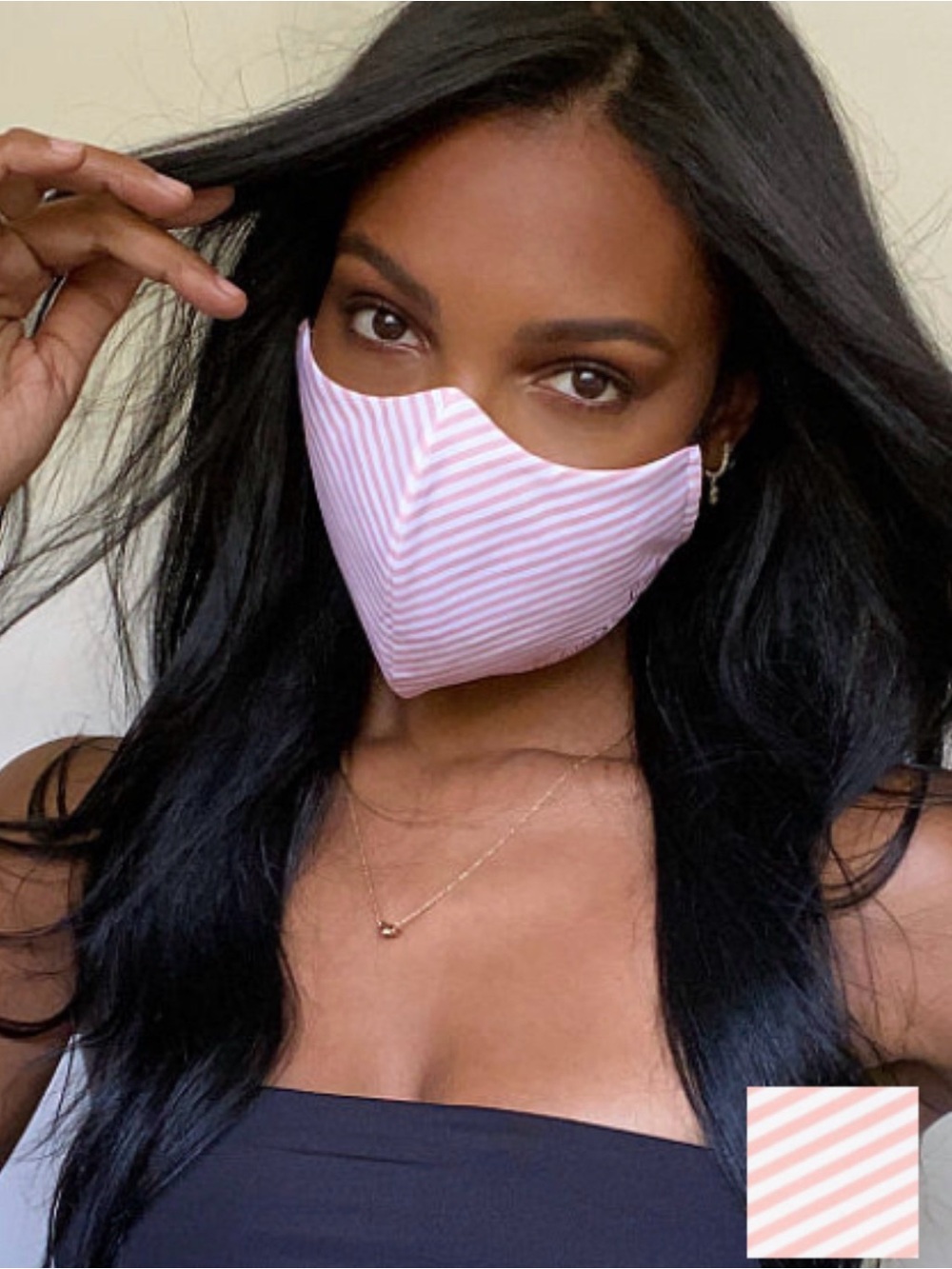 NWT Victoria's Secret Face Mask Pink Stripe Stronger Together